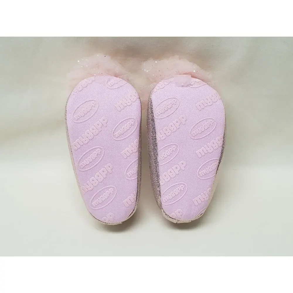 MYGGPP Pink Ballerina Puffy Bow Slip On Baby Shoes - Size 3